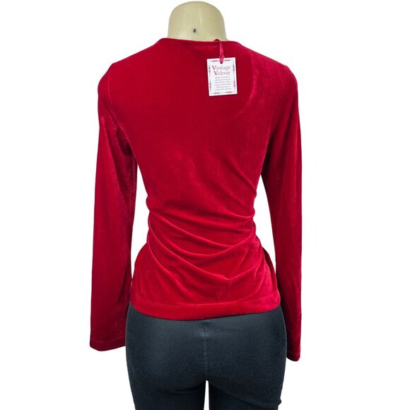Pajamagram Women's Red Long Sleeve Round Collar Blouse Shirt Sz S - NWT - Picture 3 of 10